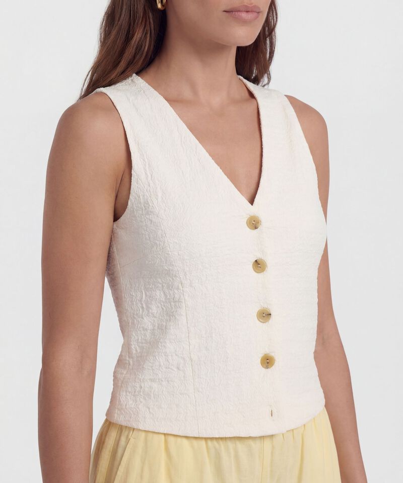 Chaleco Texturizado con Botones de Contraste para Mujer