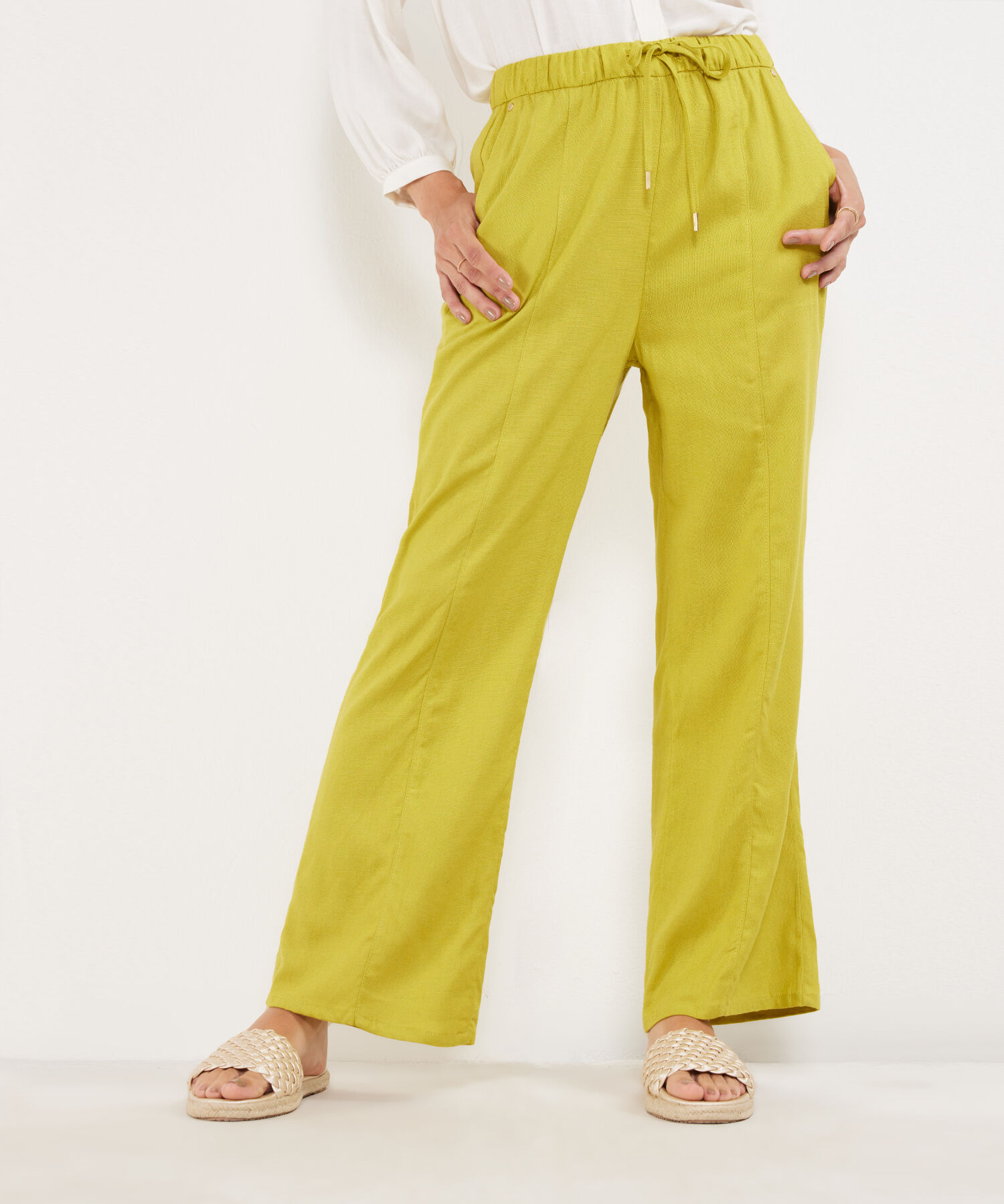 Pantalón Bota Recta En Lino