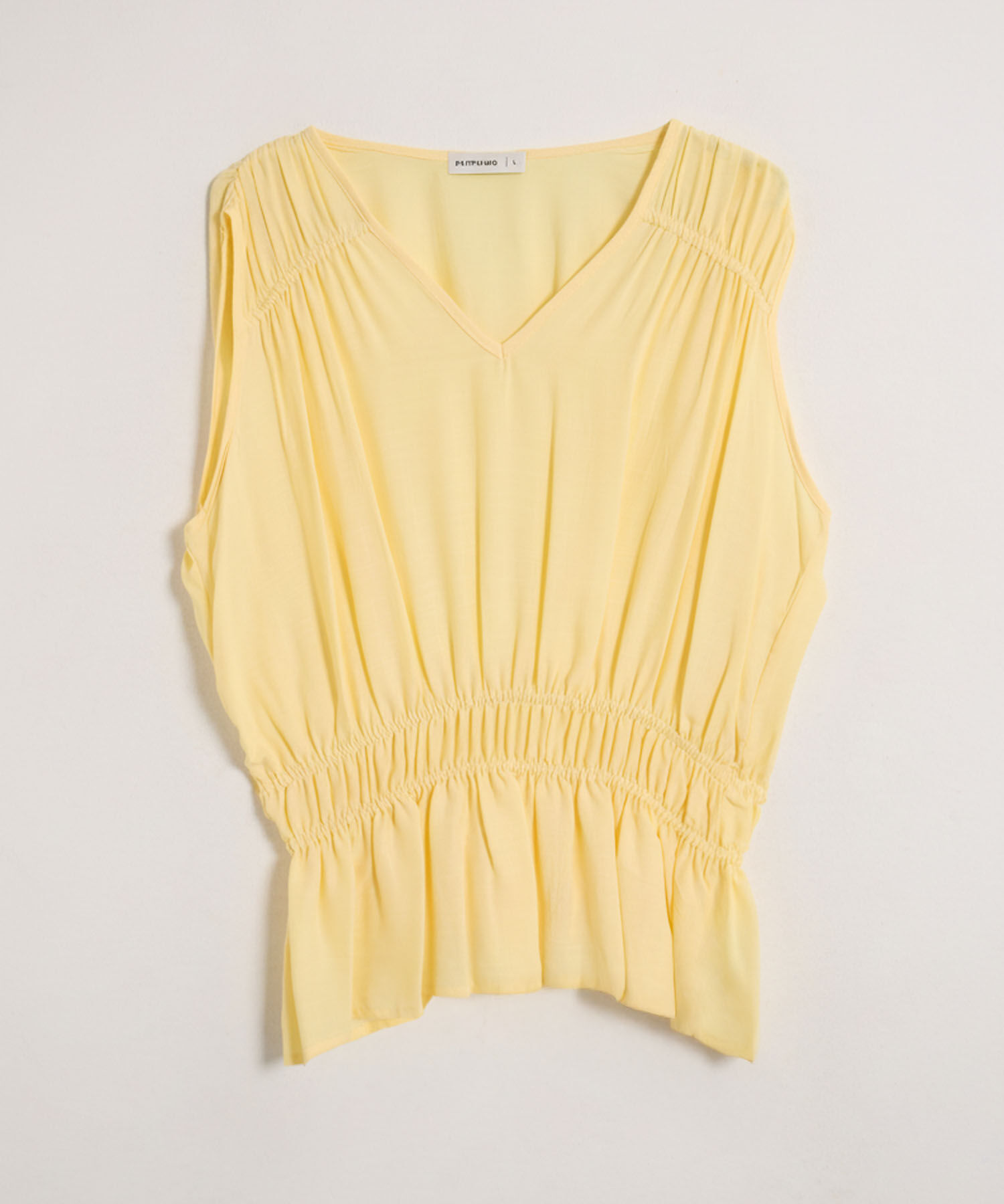 Blusa Sin Mangas Fruncida Para Mujer