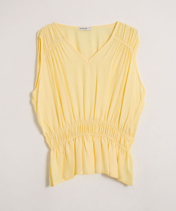 Blusa Sin Mangas Fruncida Para Mujer image number null