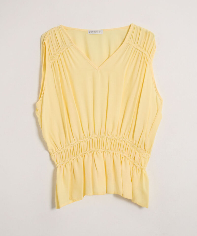Blusa Sin Mangas Fruncida Para Mujer