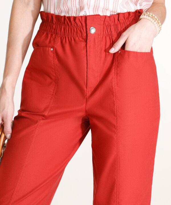 Pantalon Capri Con Elastico En Cintura Unicolor