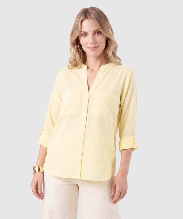 Blusa Con Bolsillos Frontales Para Mujer image number null