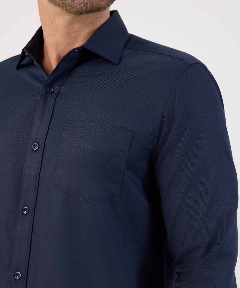 Camisa Formal De Manga Larga Con Bolsillo Para Hombre