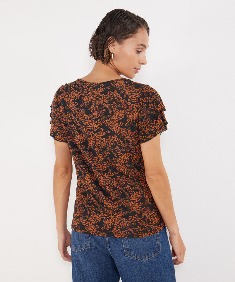 Camiseta Estampada Manga Corta Con Doble Vuelo