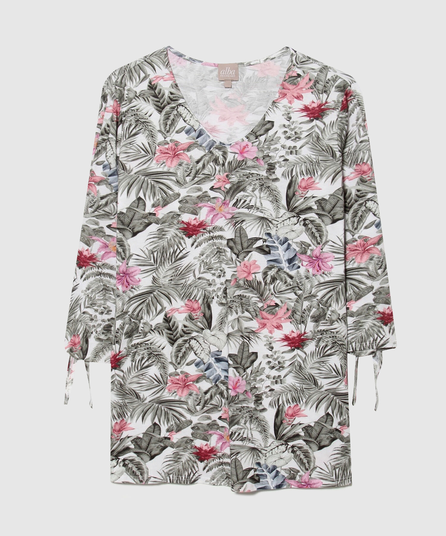 Camiseta con Estampado Tropical