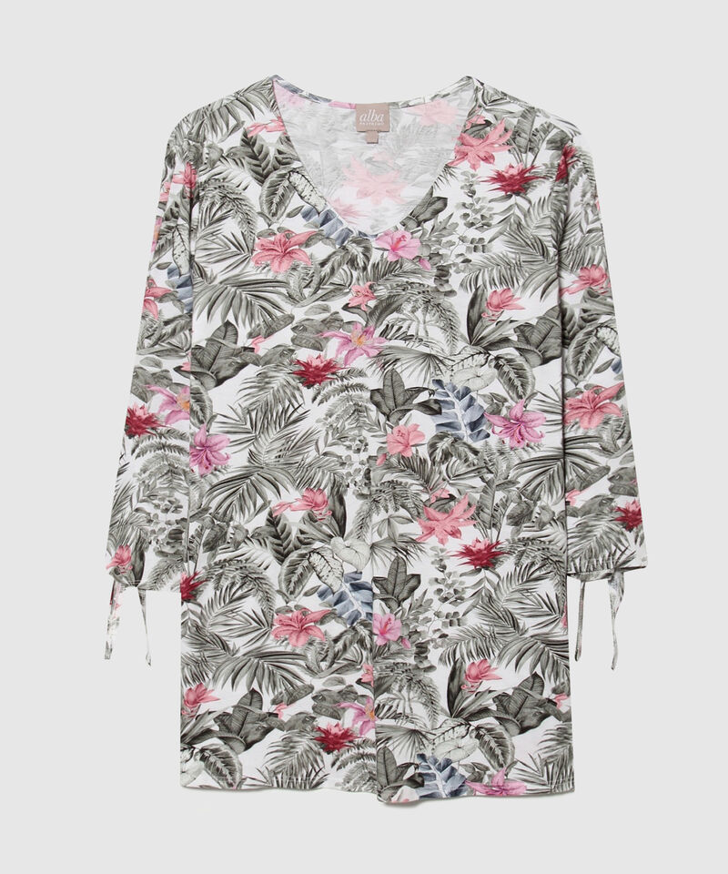 Camiseta con Estampado Tropical