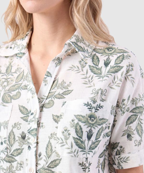 Camisa Manga Corta Con Bolsillos Mujer