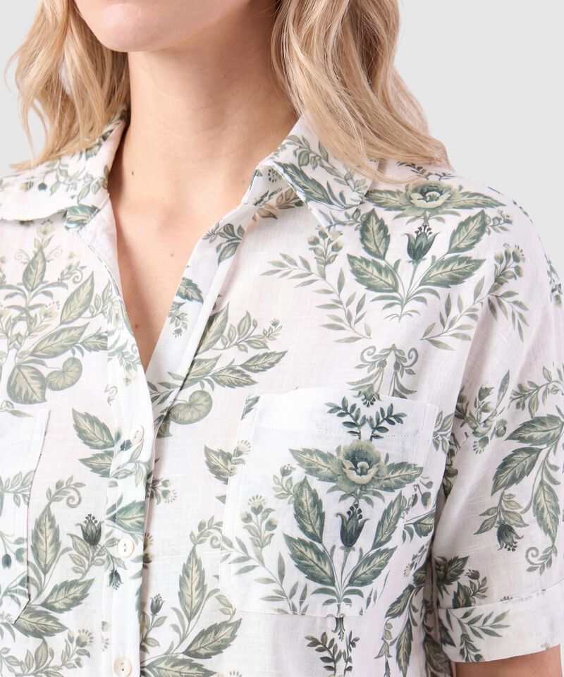 Camisa Manga Corta Con Bolsillos Mujer