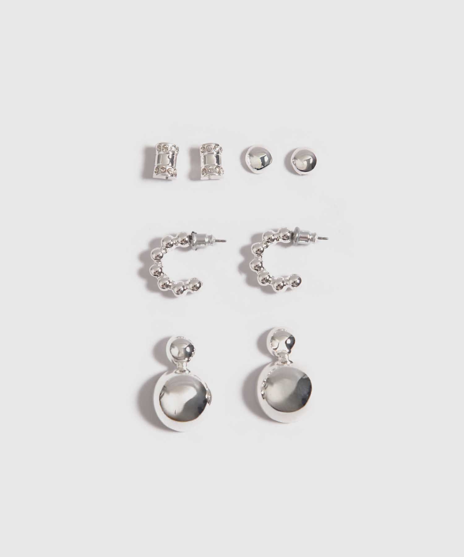 Set x 3 Aretes Plateados