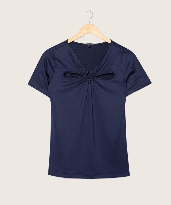 Camiseta Manga Corta, Cuello Cut Out Con Herraje Circular