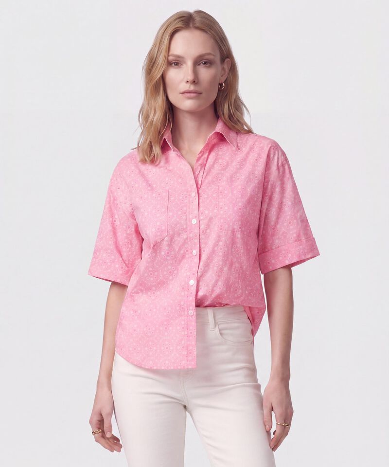 Camisa Manga Corta Con Bolsillo Mujer