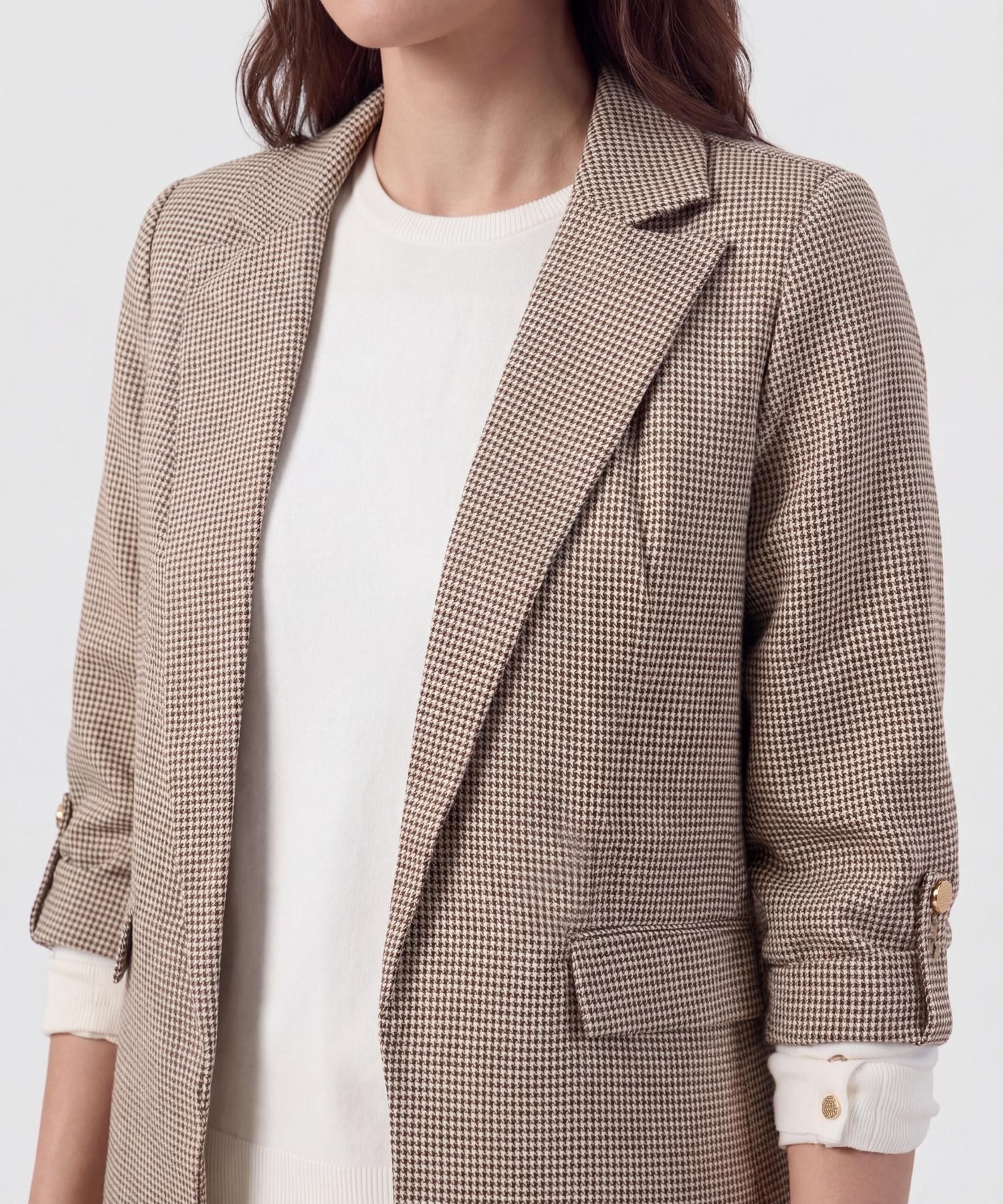 Blazer De Manga Recogida Con Martingala Mujer