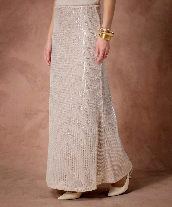 Falda Maxi Para Mujer Lentejuelas Y Abertura Lateral image number null