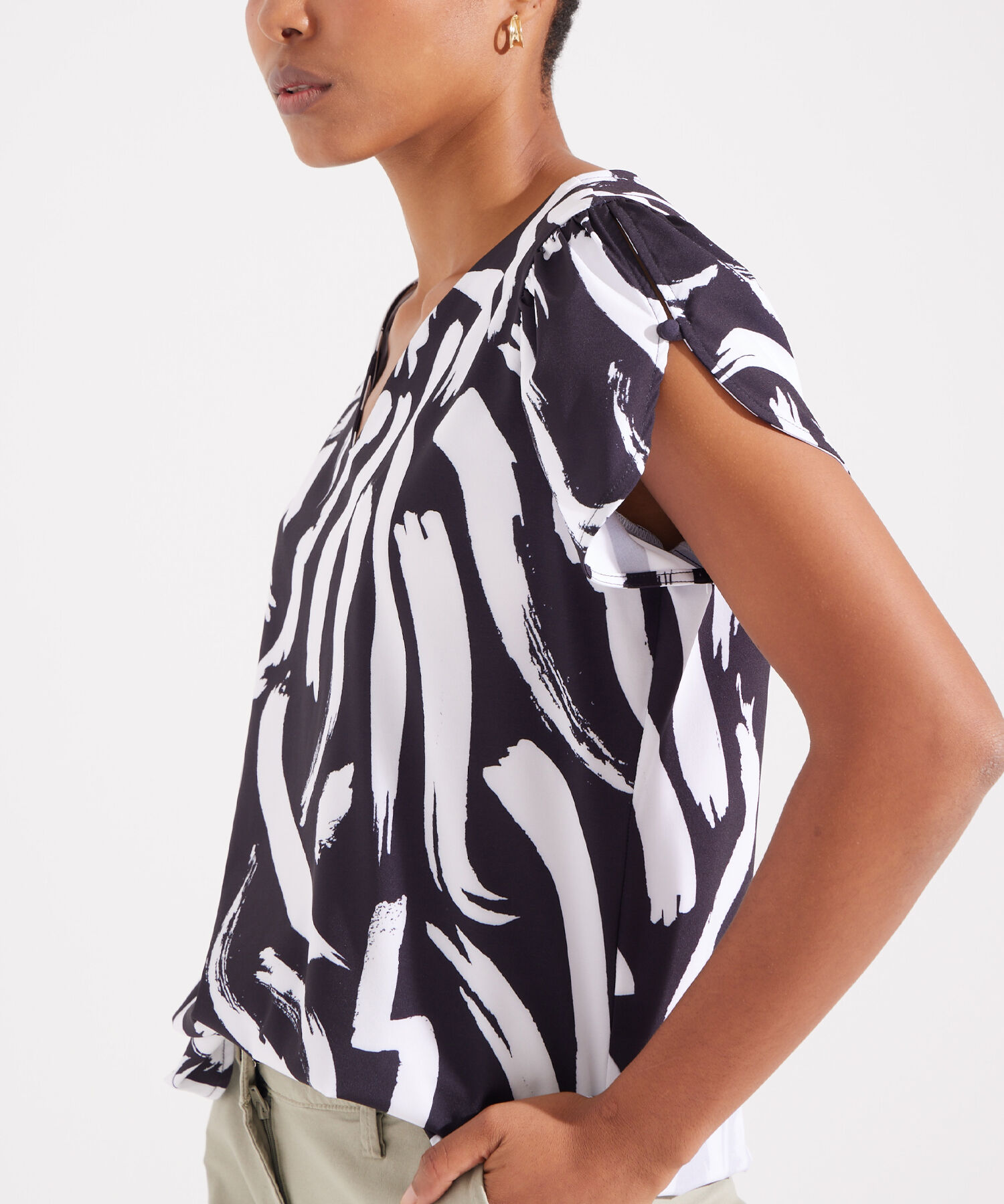 Blusa Estampada con Escote en V