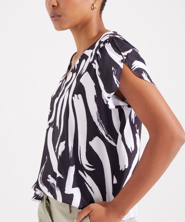 Blusa Estampada con Escote en V image number null