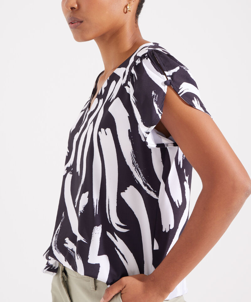 Blusa Estampada con Escote en V
