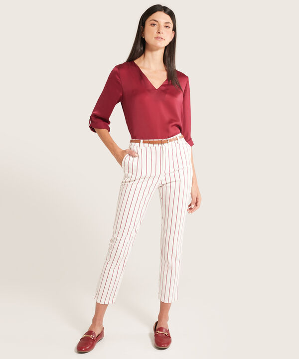 Pantalón Chino Estampado Con Cinturón image number null