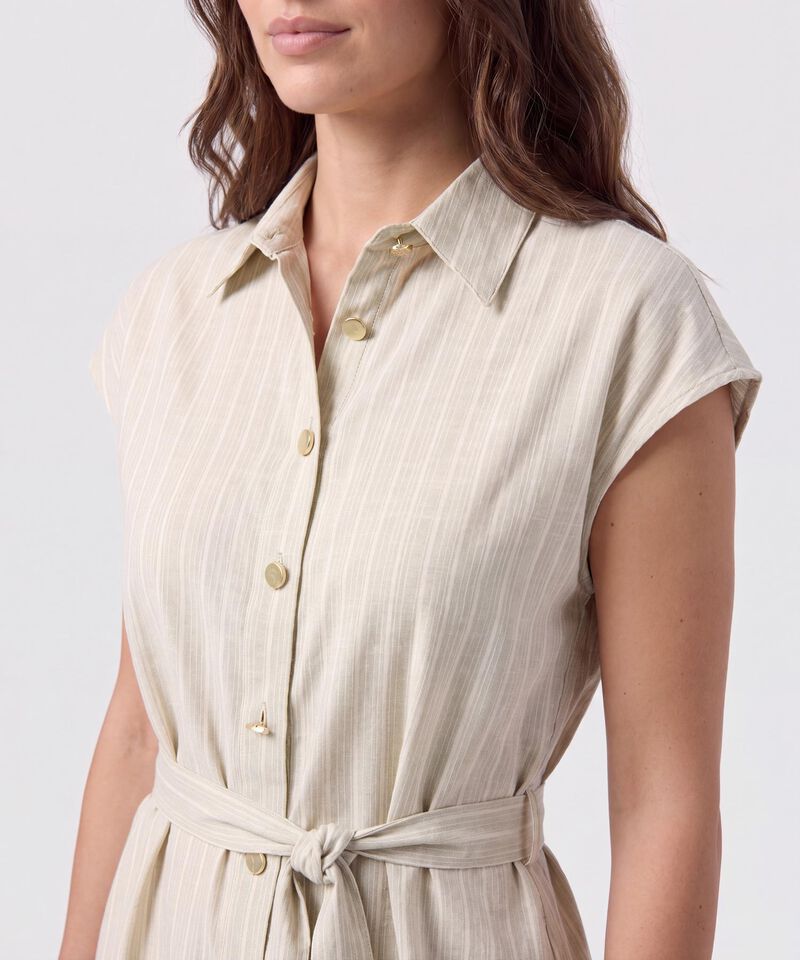 Vestido Midi Camisero Con Lazo Para Mujer