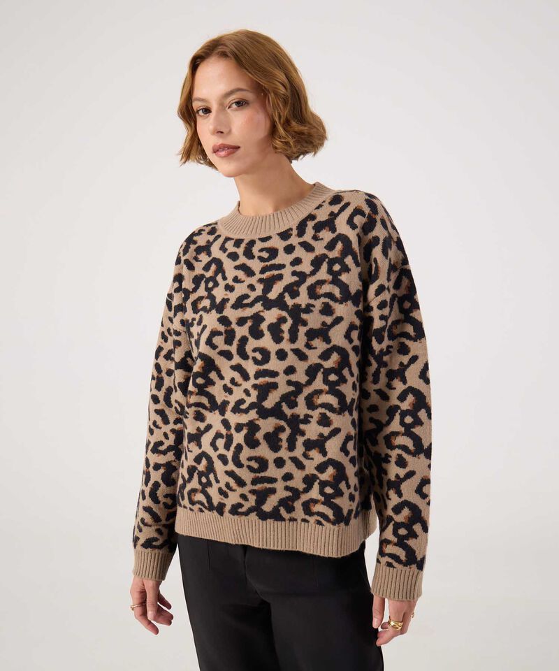 Saco Oversize Animal Print Cuello Redondo Mujer