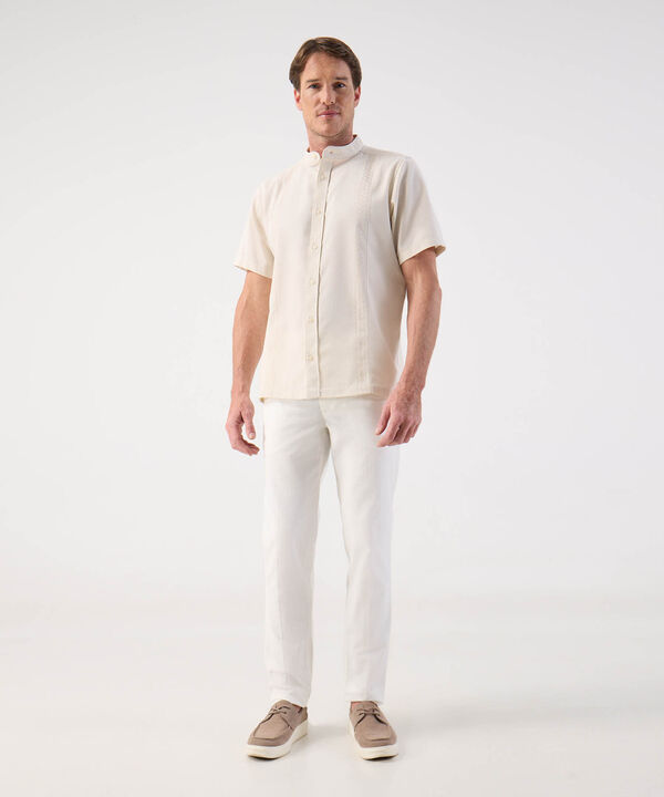 Guayabera de Manga Corta para Hombre con Cuello Mao image number null