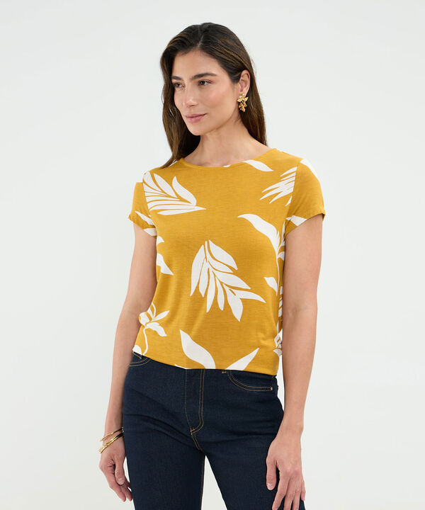 Camiseta Estampado de Hojas