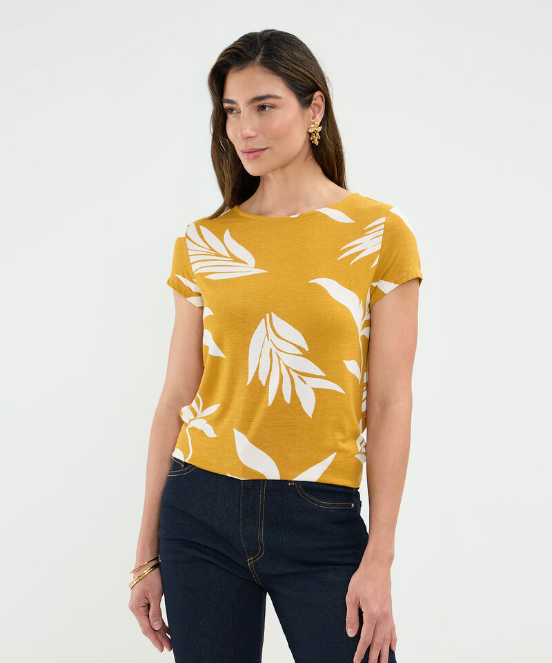 Camiseta Estampado de Hojas