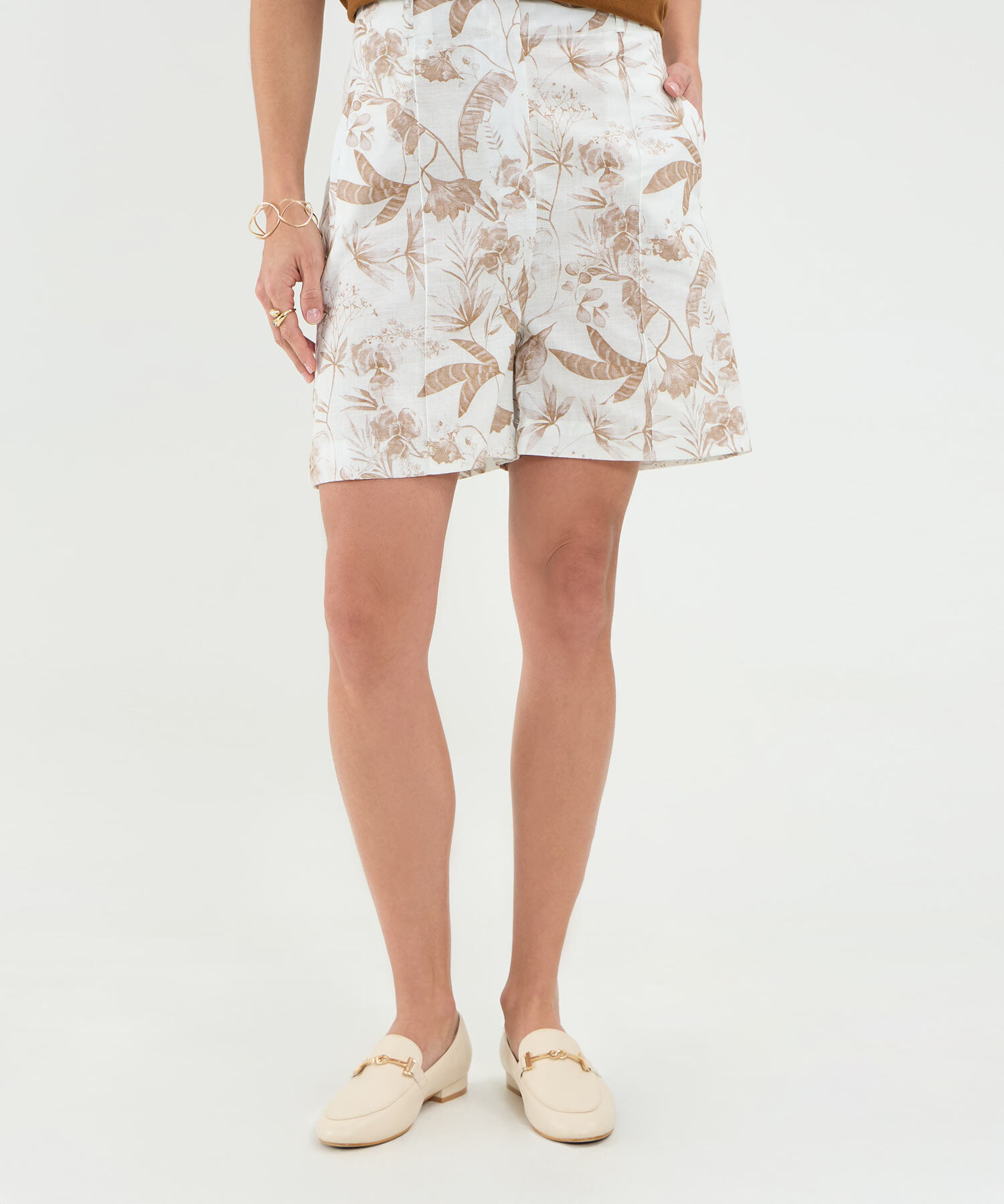 Bermuda Estampada Efecto Lino