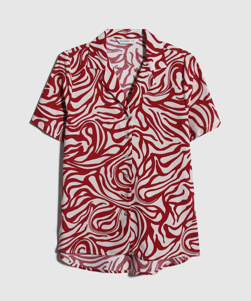 Camisa Estampada, Manga Corta, Cuello Camisero