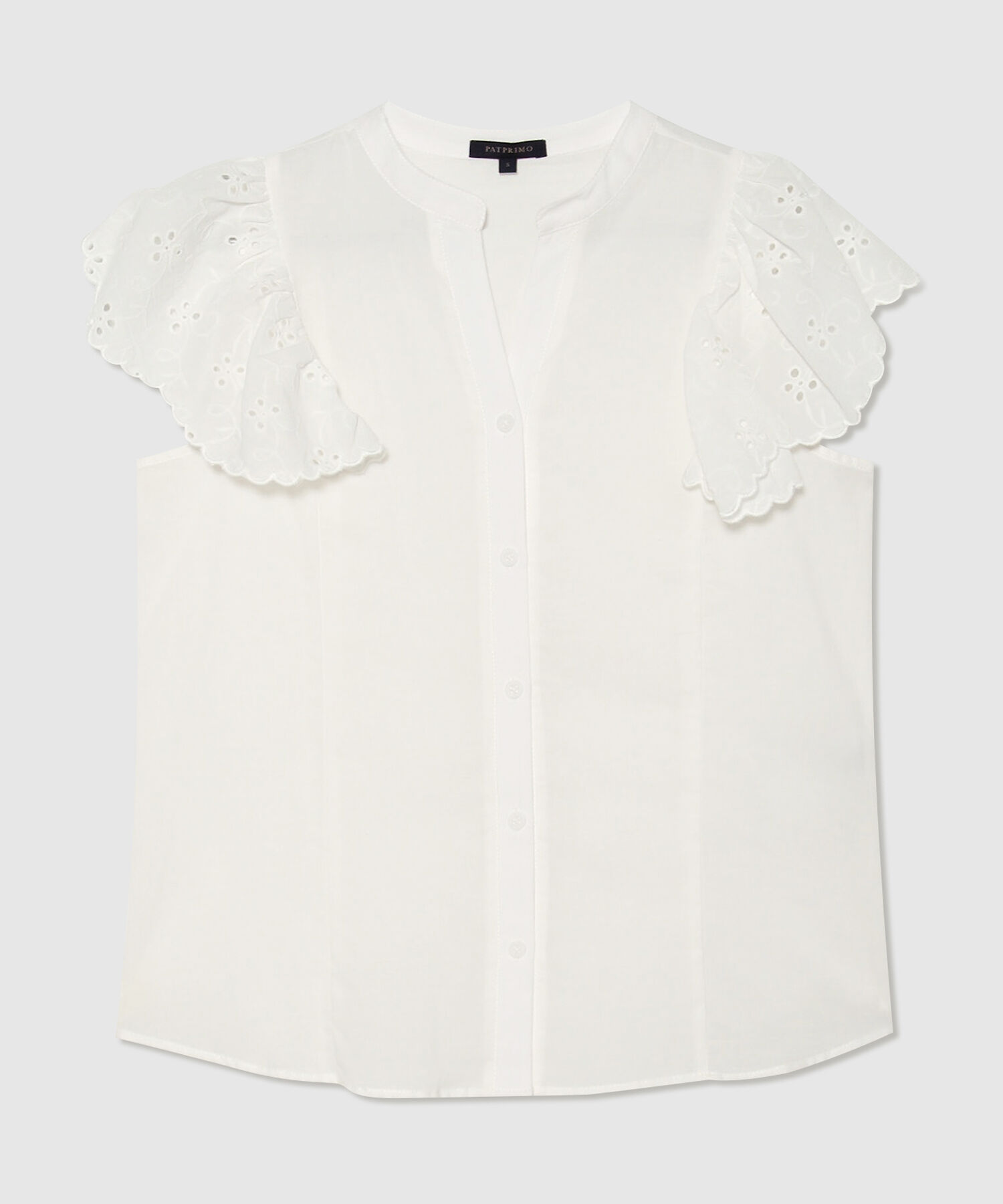 Blusa Cuello Neru Manga Corta Con Ojalillo
