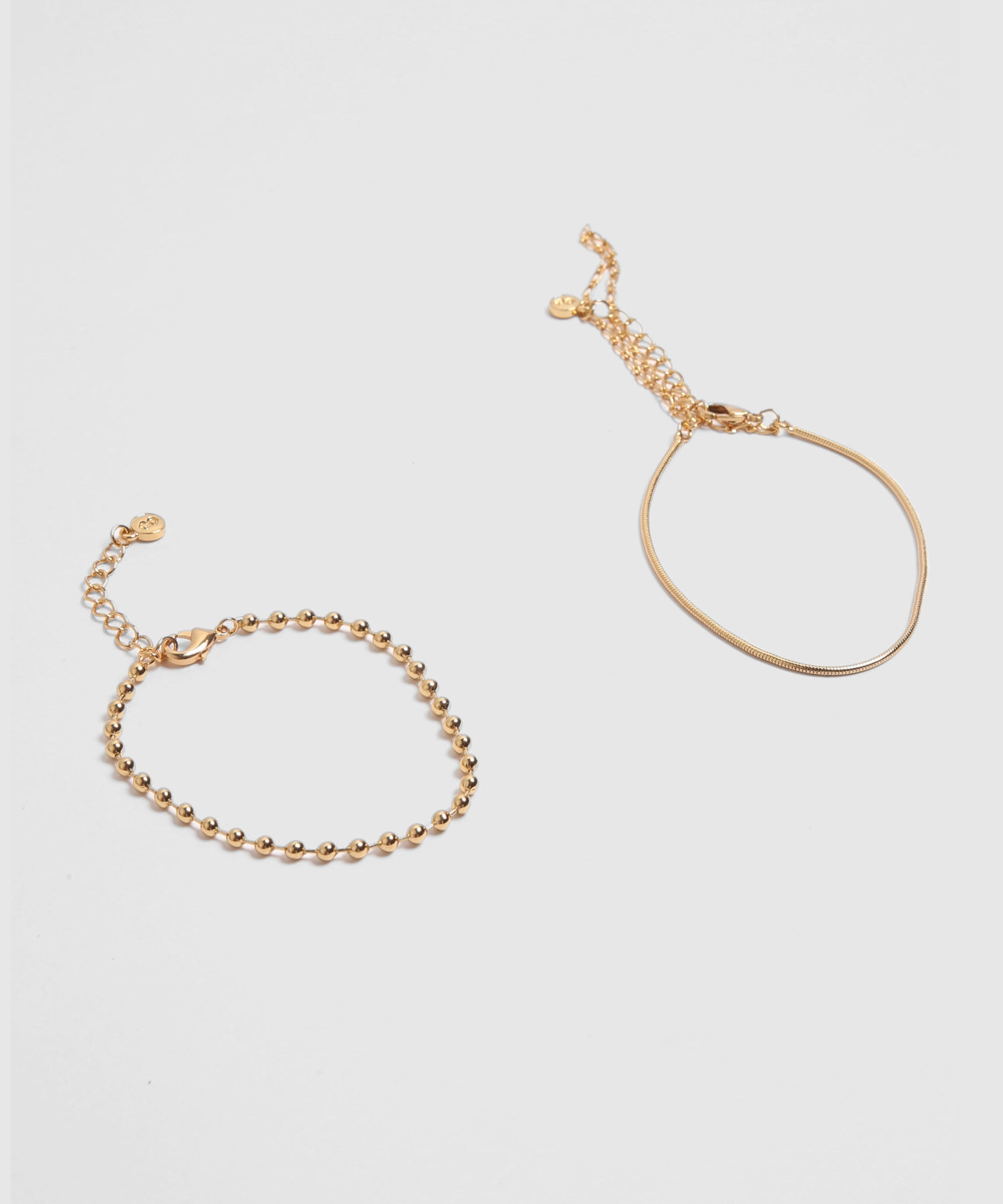 Set X2 Pulseras Doradas Con Cadenas Delicadas 