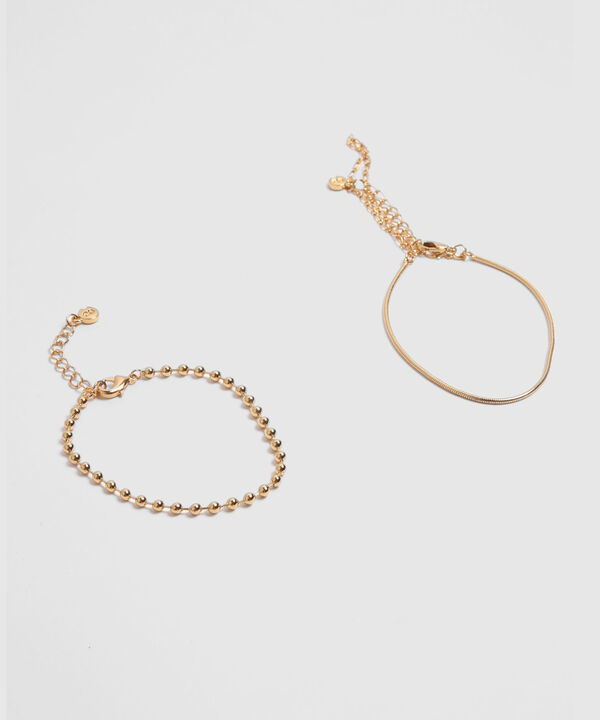 Set X2 Pulseras Doradas Con Cadenas Delicadas  image number null