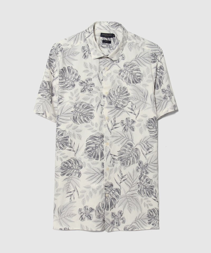 Camisa con Estampado Tropical de Hojas