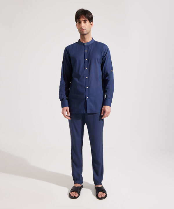 Camisa Manga Larga con Cuello Mao