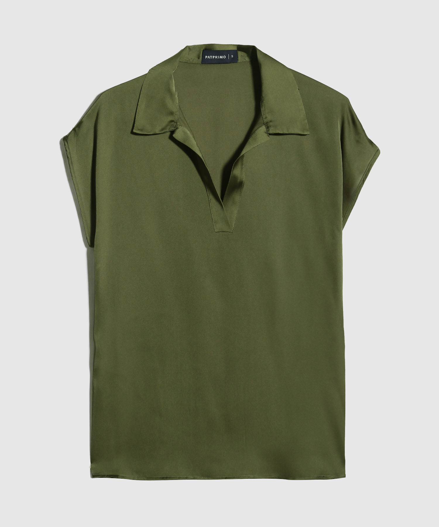 Blusa Manga Corta Corrida Unicolor  En Satin