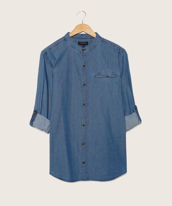 Camisa Unicolor Tela Denim, Regular Fit