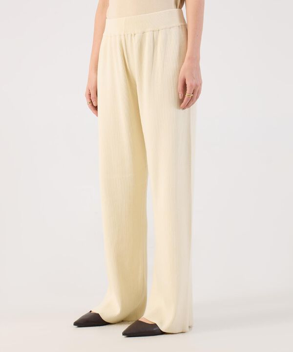 Pantal&oacute;n Wide Leg de Punto Acanalado para Mujer image number null