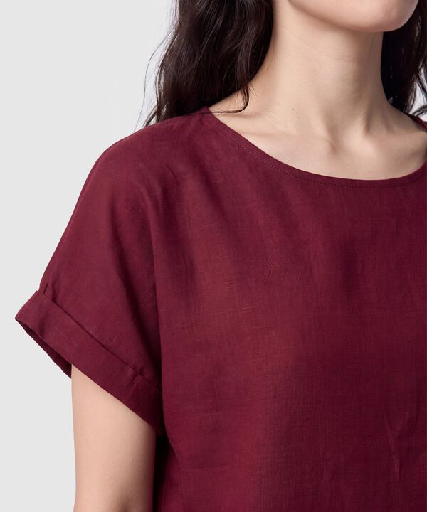 Blusa Manga Corta Dobladillo Para Mujer