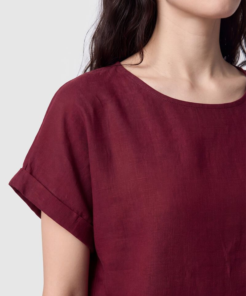 Blusa Manga Corta Dobladillo Para Mujer