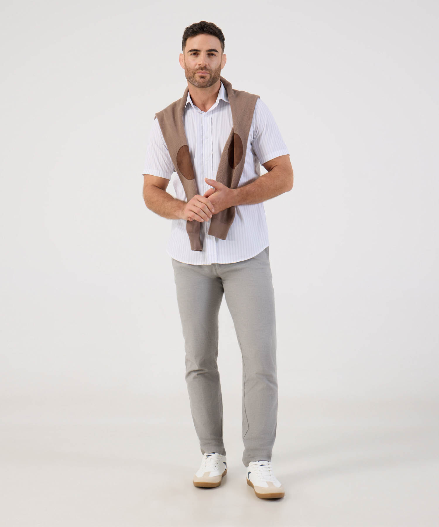 Camisa Casual De Manga Corta A Rayas Para Hombre