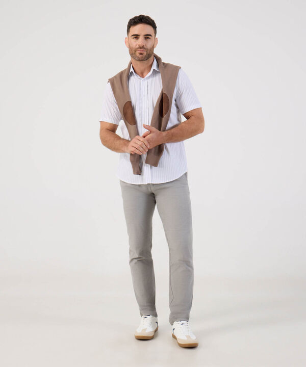 Camisa Casual De Manga Corta A Rayas Para Hombre image number null