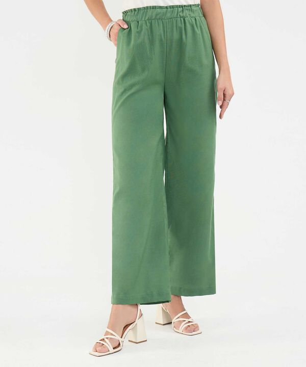 Pantalón Fluido en Efecto Lino image number null