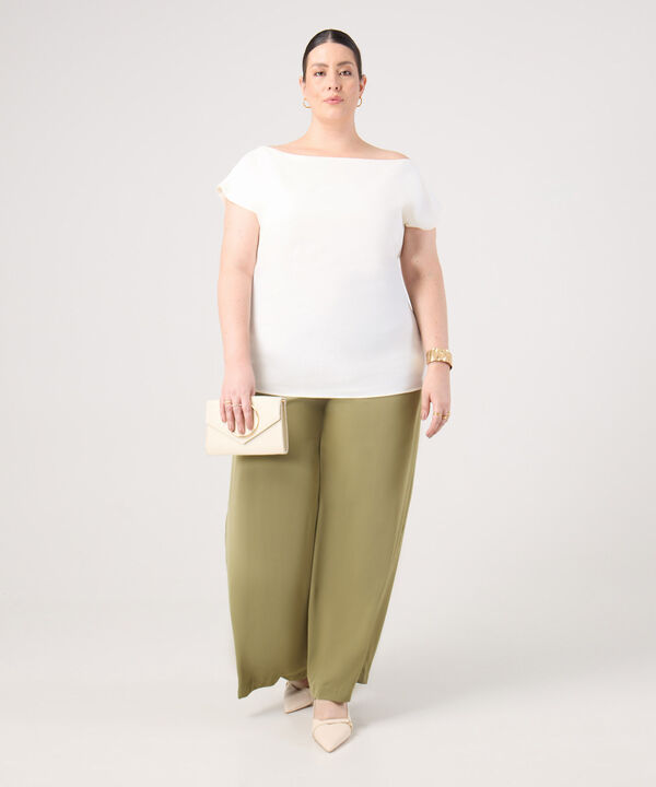 Pantal&oacute;n Unicolor Con Cintur&oacute;n Para Mujer Curvy