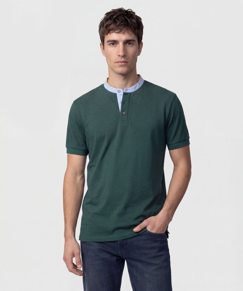Polo Con Cuello Neru Y Pechera Hombre