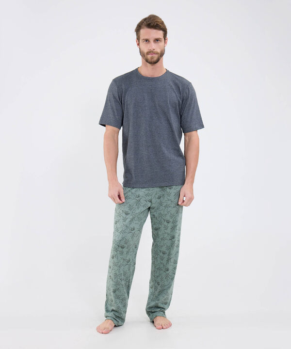 Conjunto Pijama Camiseta Cuello Redondo Con Patantalon Estampado Para Hombre