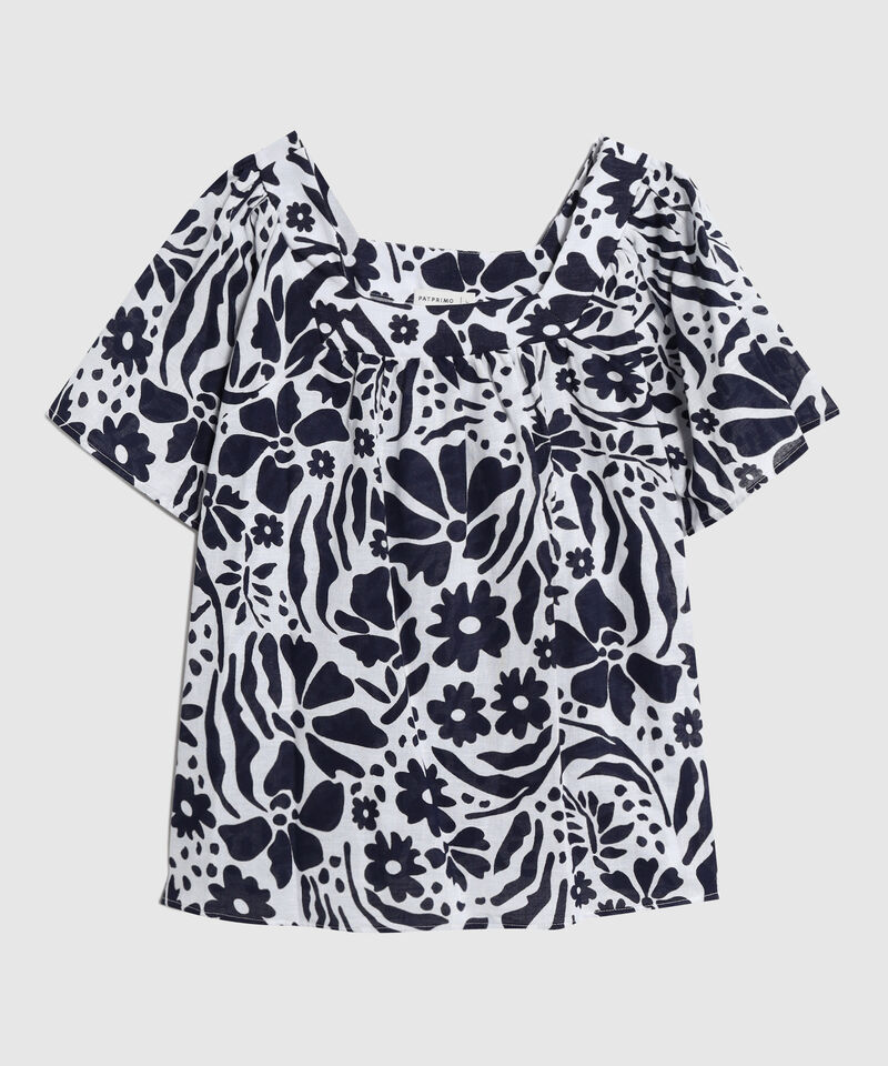 Blusa De Mujer Escote Cuadrado Estampado Floral