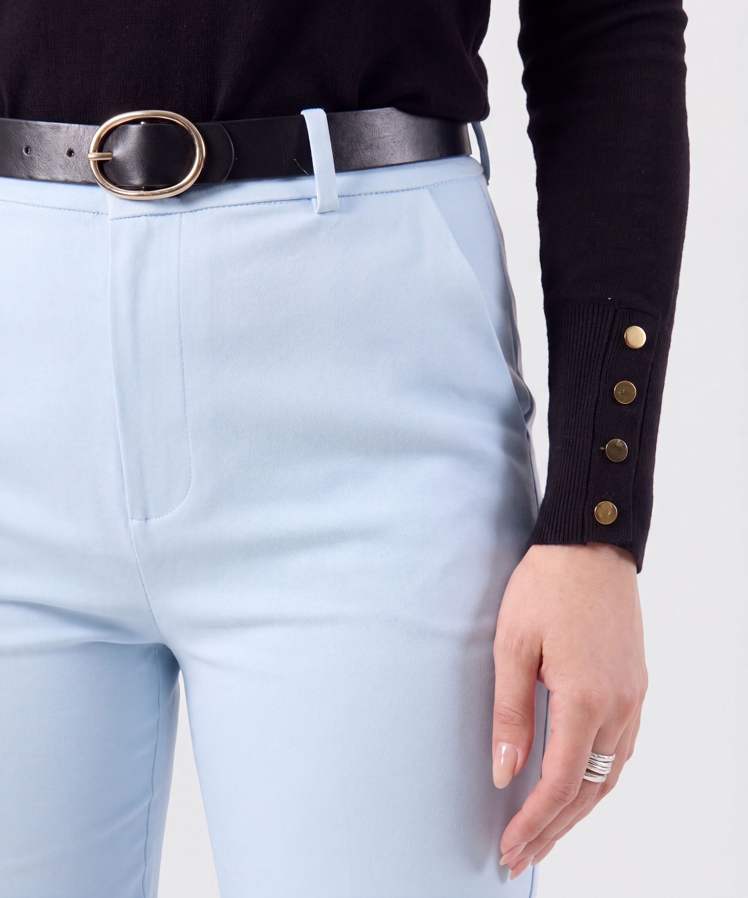 Pantal&oacute;n Unicolor con Pasadores Para Mujer