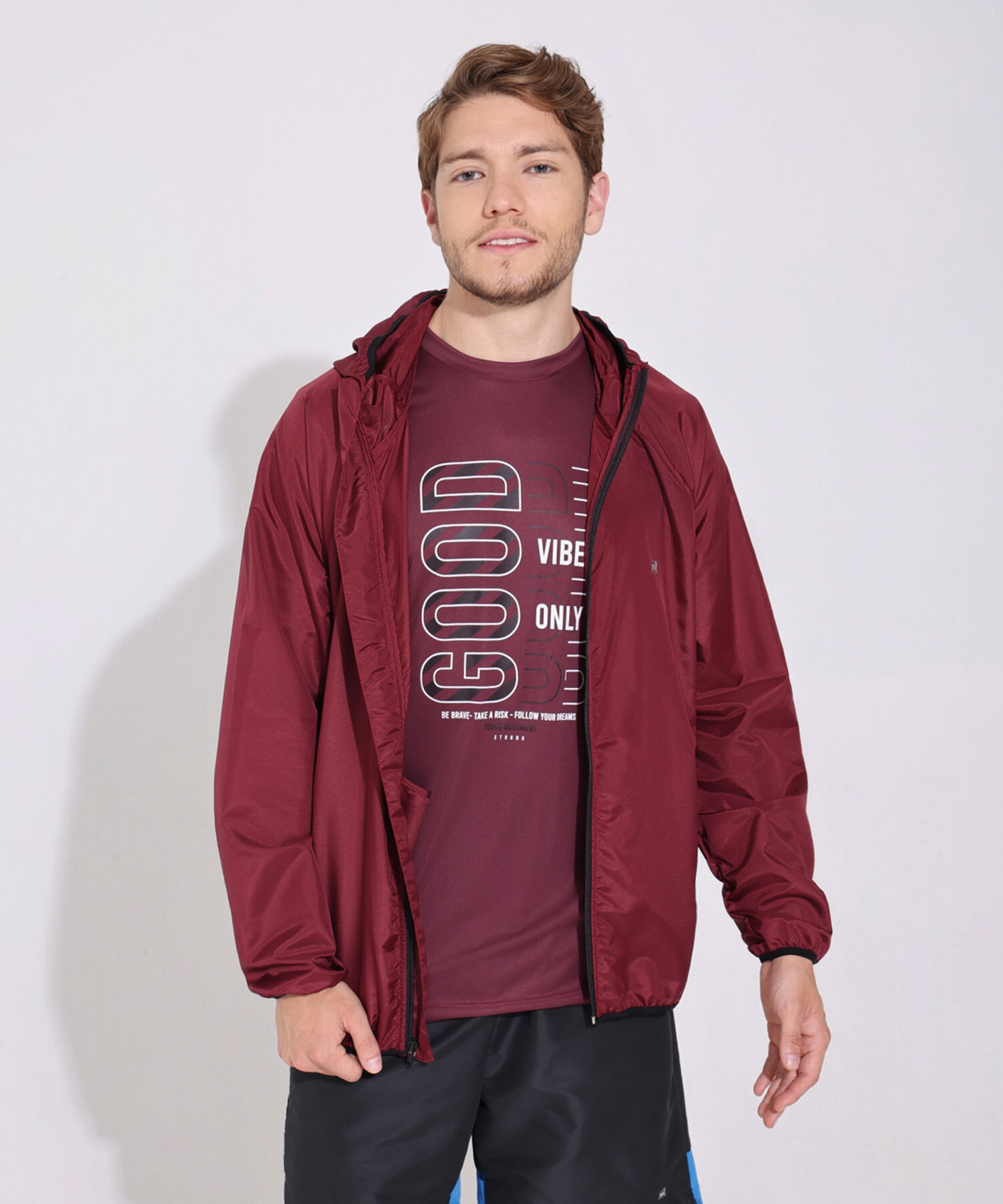 Chaqueta Deportiva Tejido Plano Unicolor, Manga Ranglan