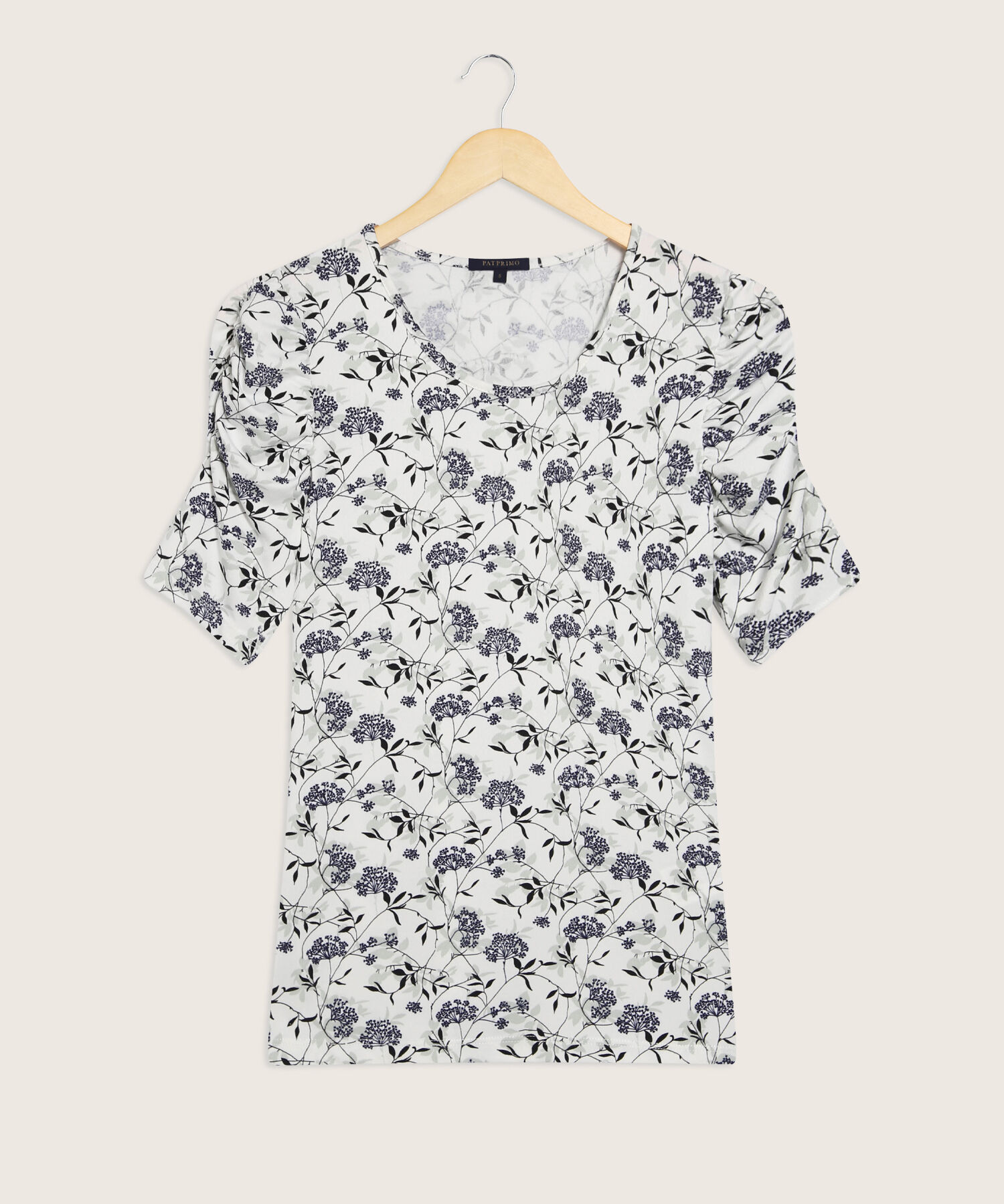Camiseta Estampada Manga Corta Con Ruche