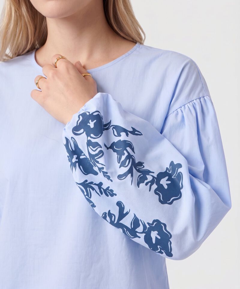 Blusa Manga Abullonada Con Bordados Mujer